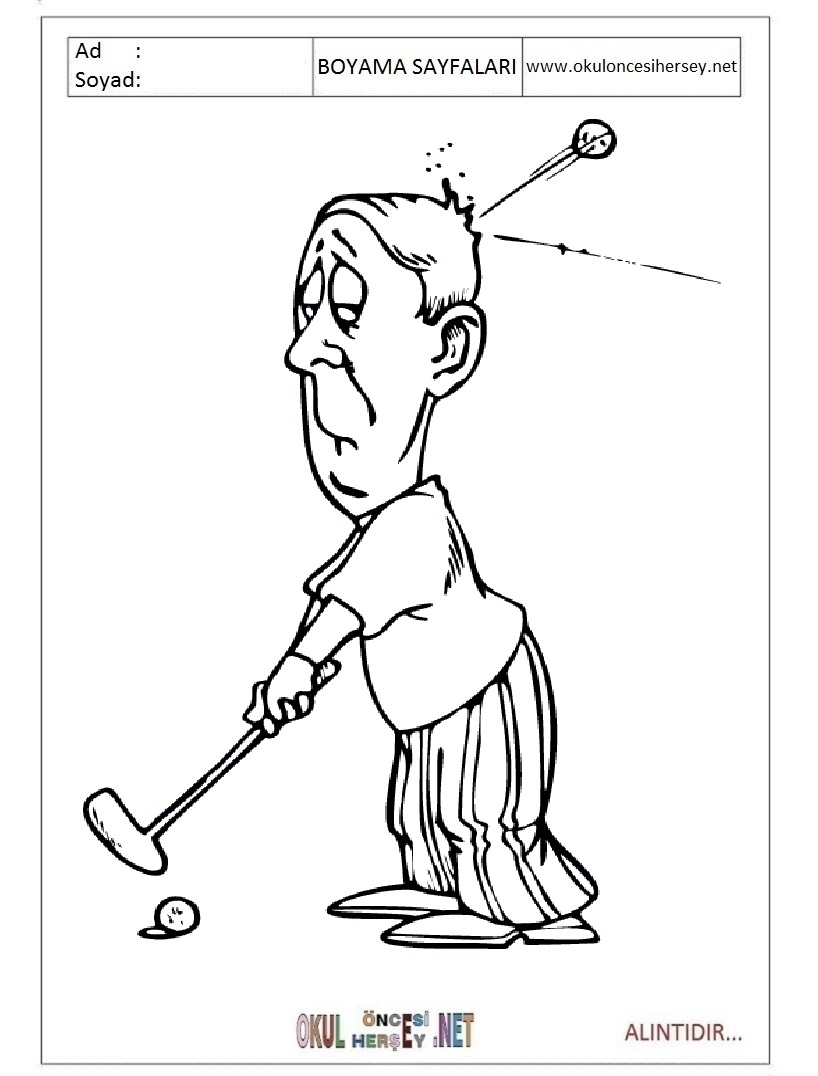 Çocuklar İçin Golf Boyama Sayfaları 
