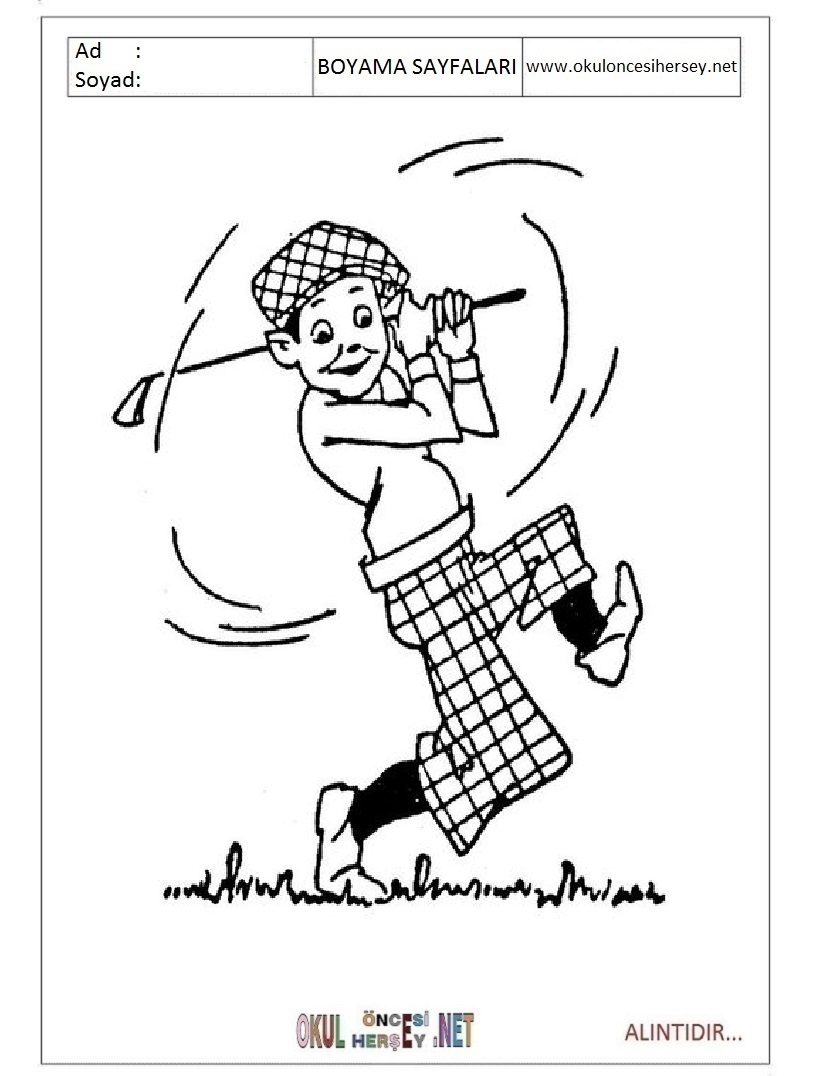 Çocuklar İçin Golf Boyama Sayfaları 