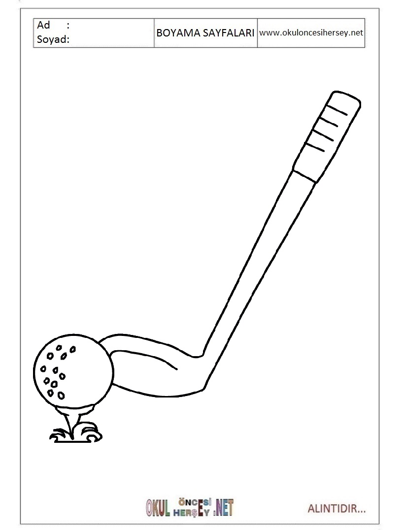 Çocuklar İçin Golf Boyama Sayfaları 