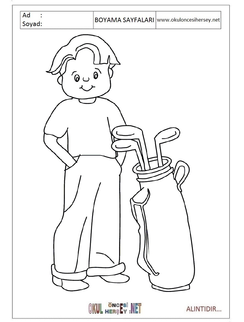 Çocuklar İçin Golf Boyama Sayfaları 