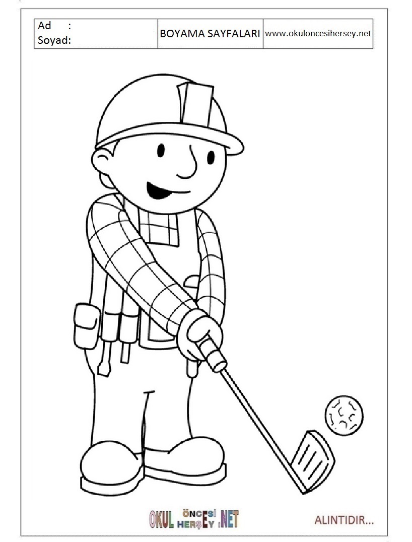 Çocuklar İçin Golf Boyama Sayfaları 
