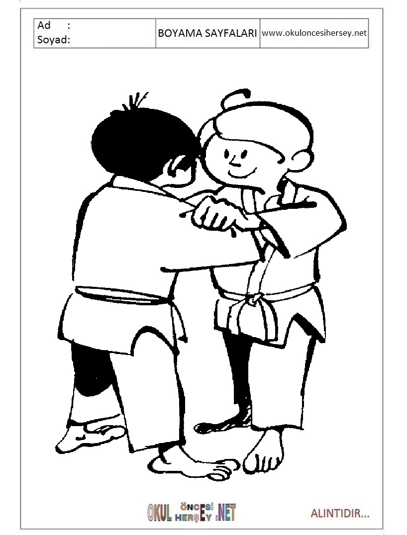Çocuklar İçin Judo Boyama Sayfaları 