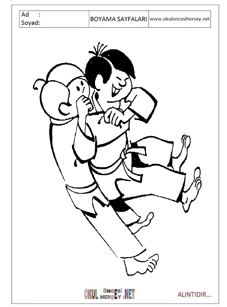 Çocuklar İçin Judo Boyama Sayfaları 