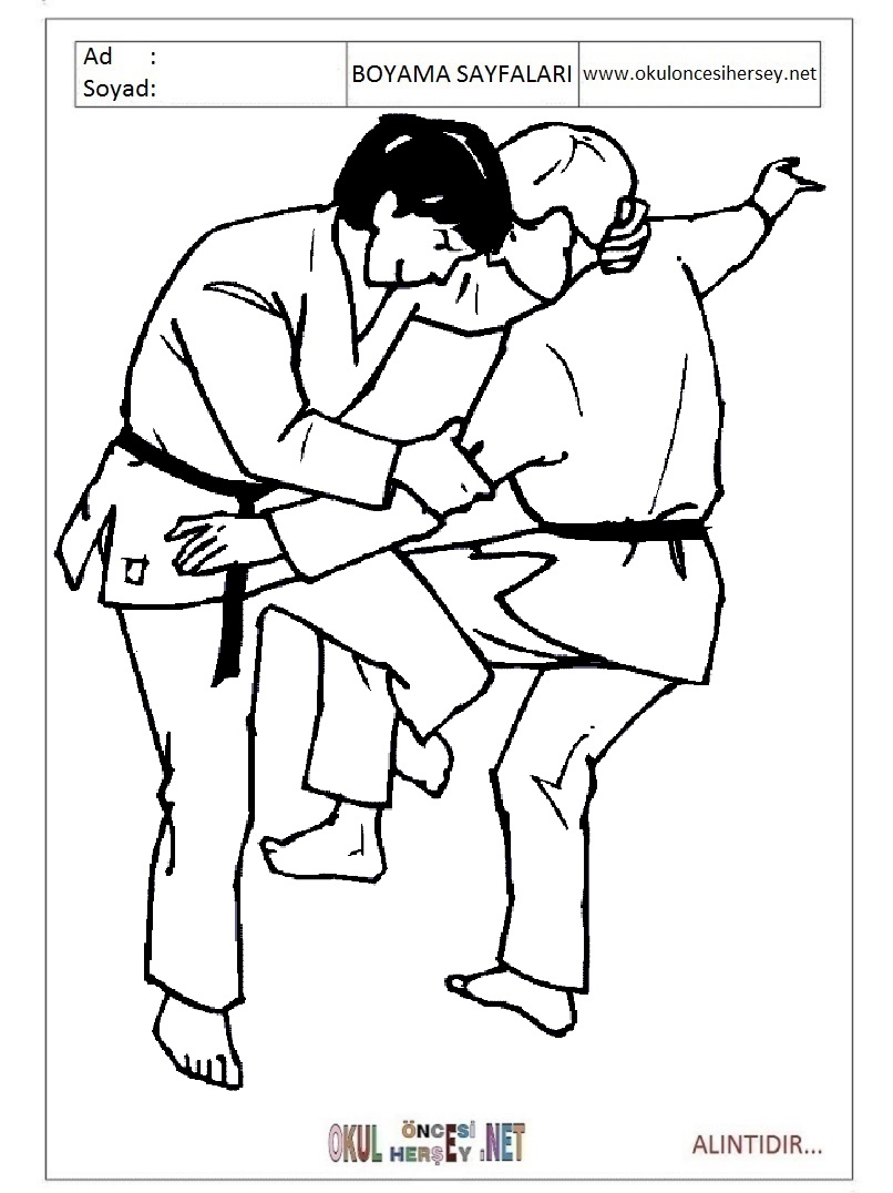 Çocuklar İçin Judo Boyama Sayfaları 