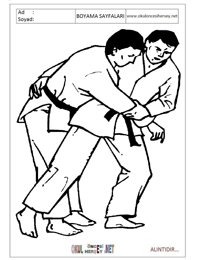 Çocuklar İçin Judo Boyama Sayfaları 