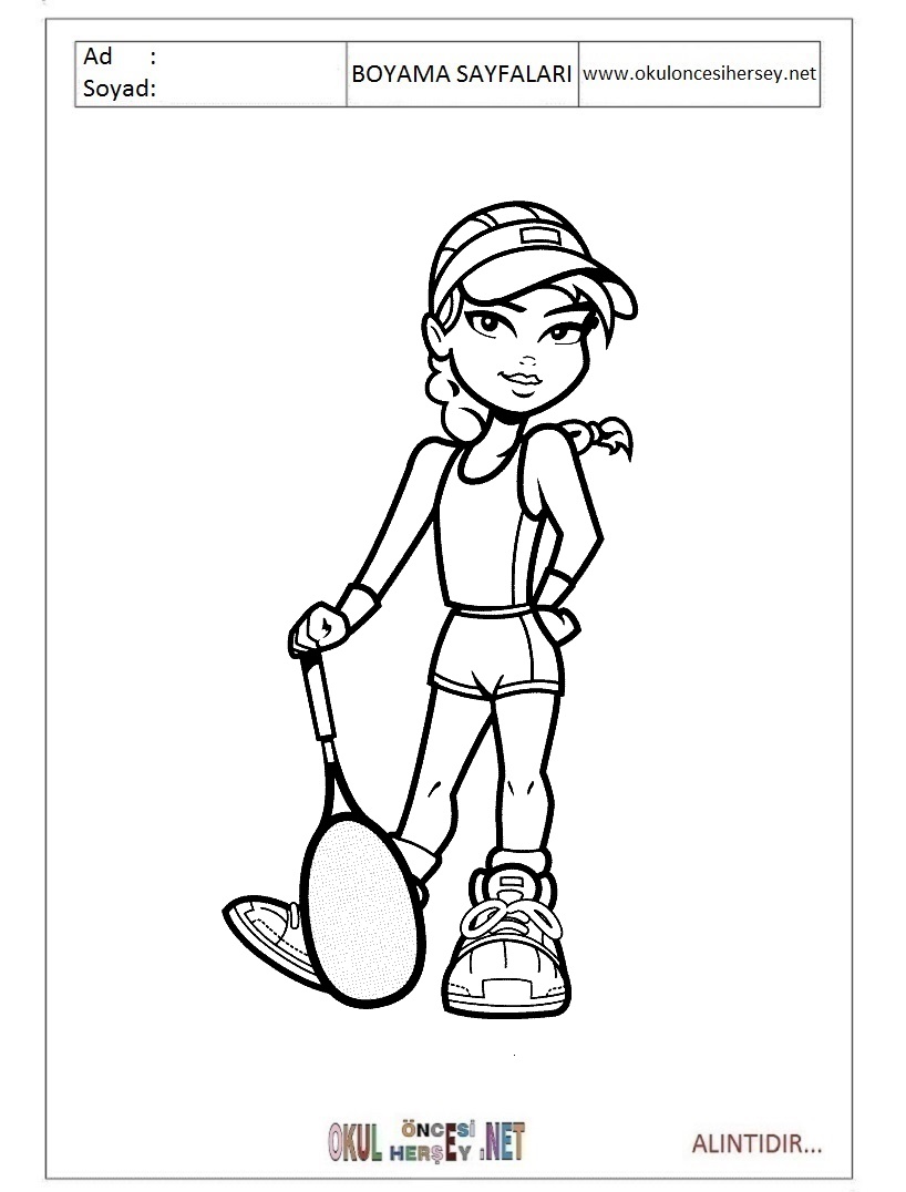 Çocuklar İçin Tenis Boyama Sayfaları 