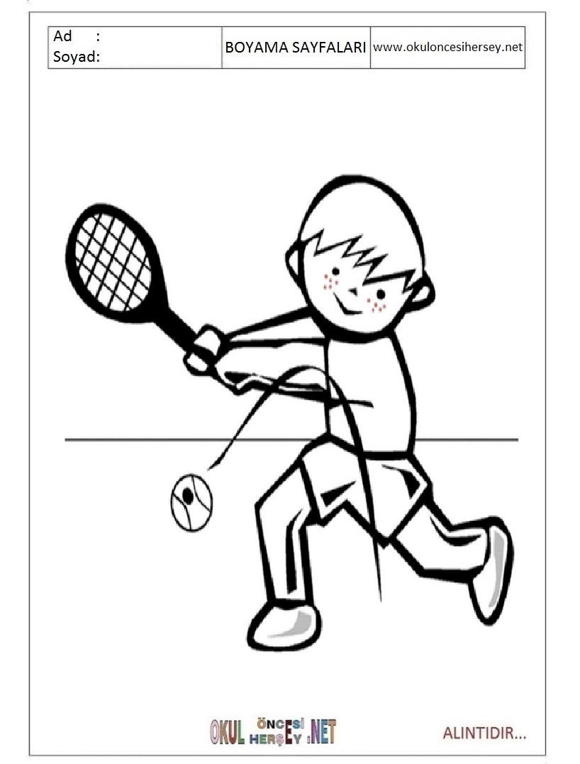 Çocuklar İçin Tenis Boyama Sayfaları 