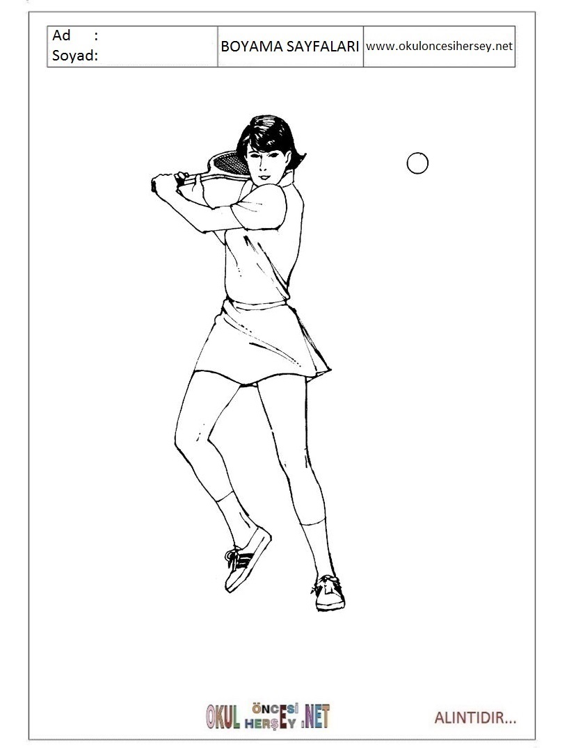 Çocuklar İçin Tenis Boyama Sayfaları 
