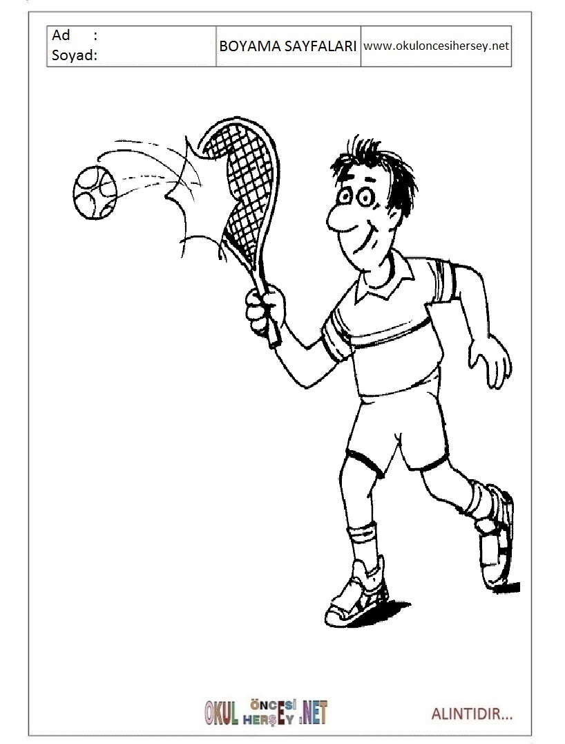 Çocuklar İçin Tenis Boyama Sayfaları 