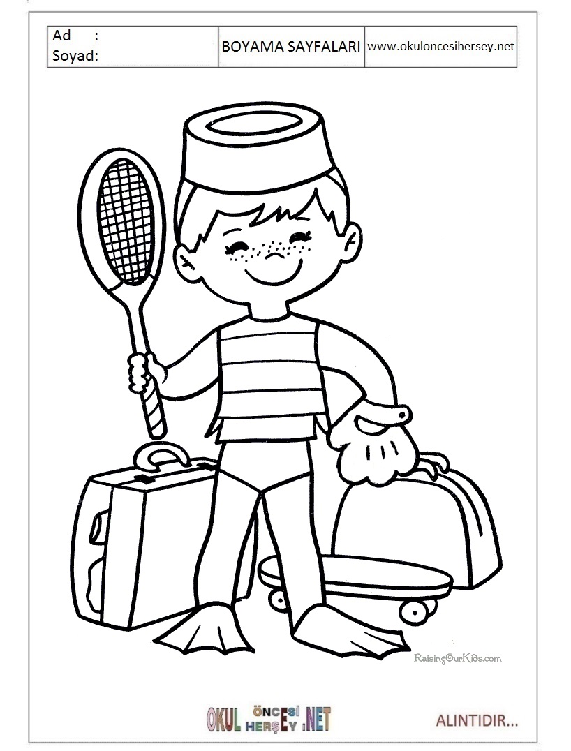 Çocuklar İçin Tenis Boyama Sayfaları 