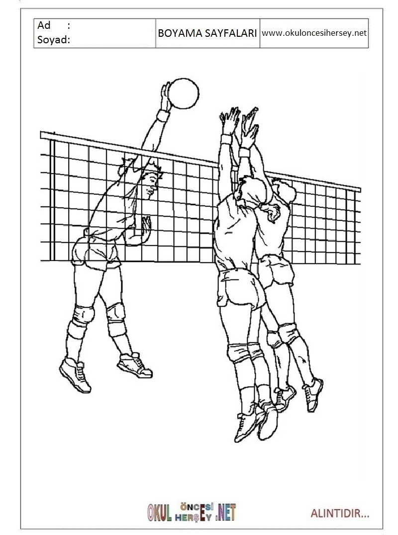 Çocuklar İçin Voleybol Boyama Sayfaları 