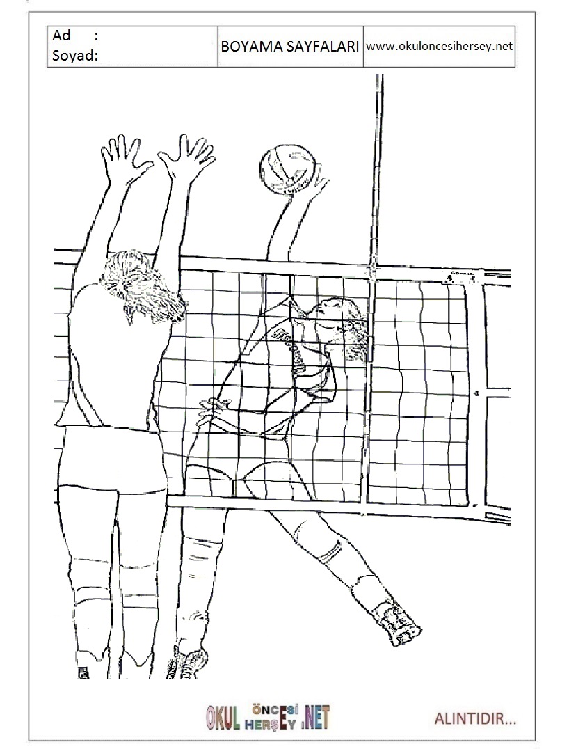 Çocuklar İçin Voleybol Boyama Sayfaları 