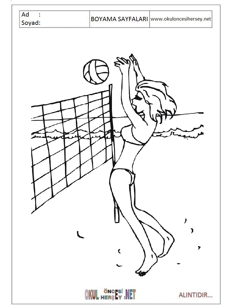 Çocuklar İçin Voleybol Boyama Sayfaları 
