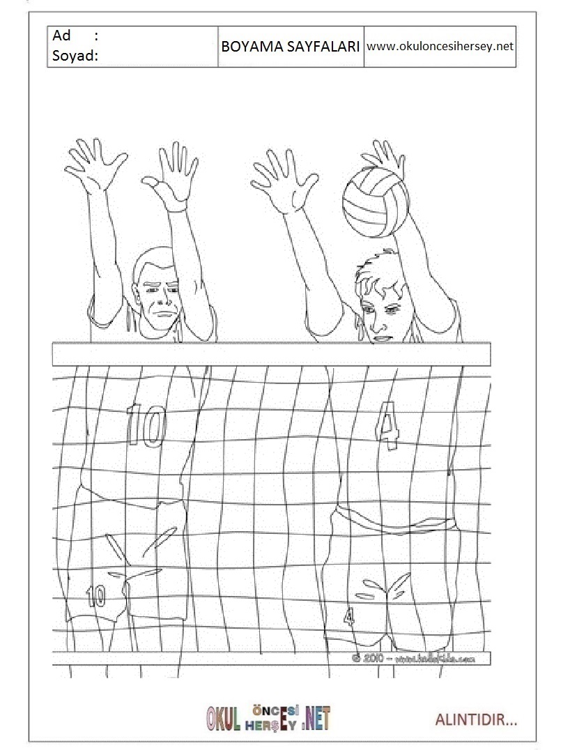 Çocuklar İçin Voleybol Boyama Sayfaları 
