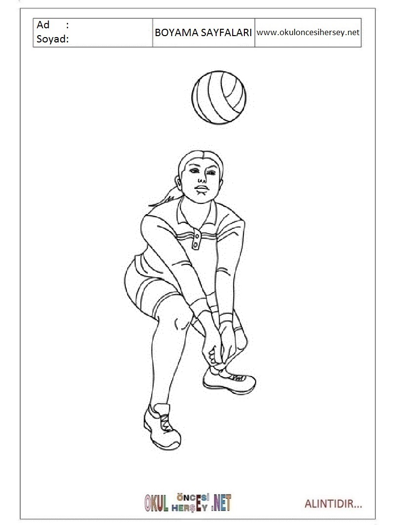 Çocuklar İçin Voleybol Boyama Sayfaları 