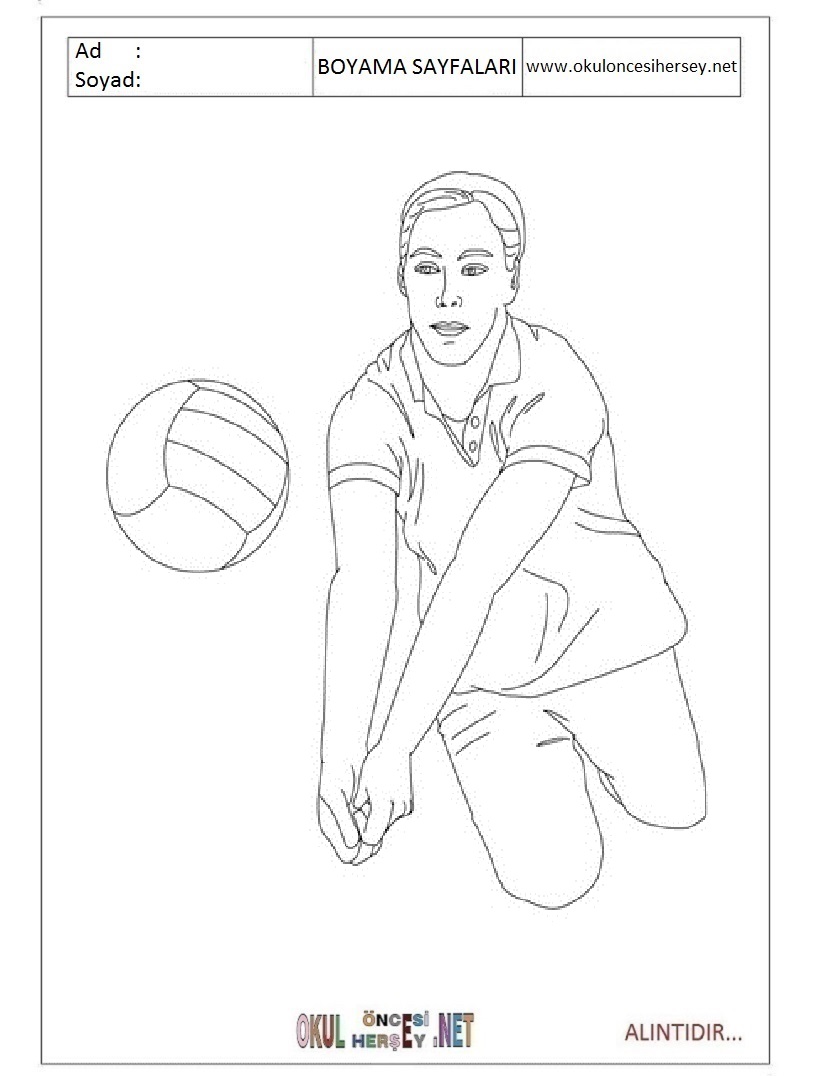 Çocuklar İçin Voleybol Boyama Sayfaları 