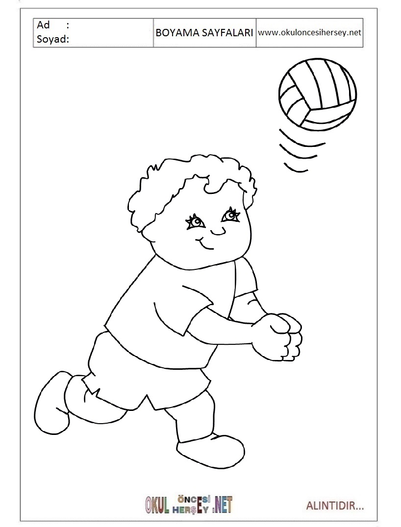 Çocuklar İçin Voleybol Boyama Sayfaları 
