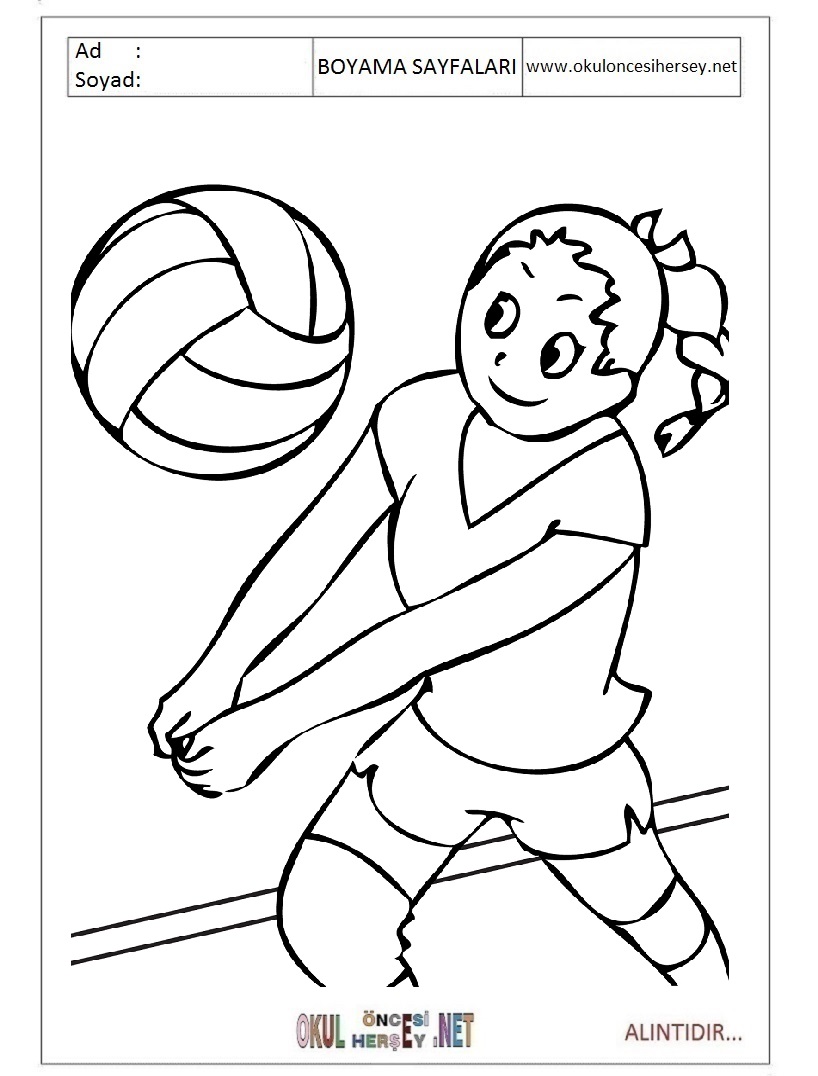 Çocuklar İçin Voleybol Boyama Sayfaları 