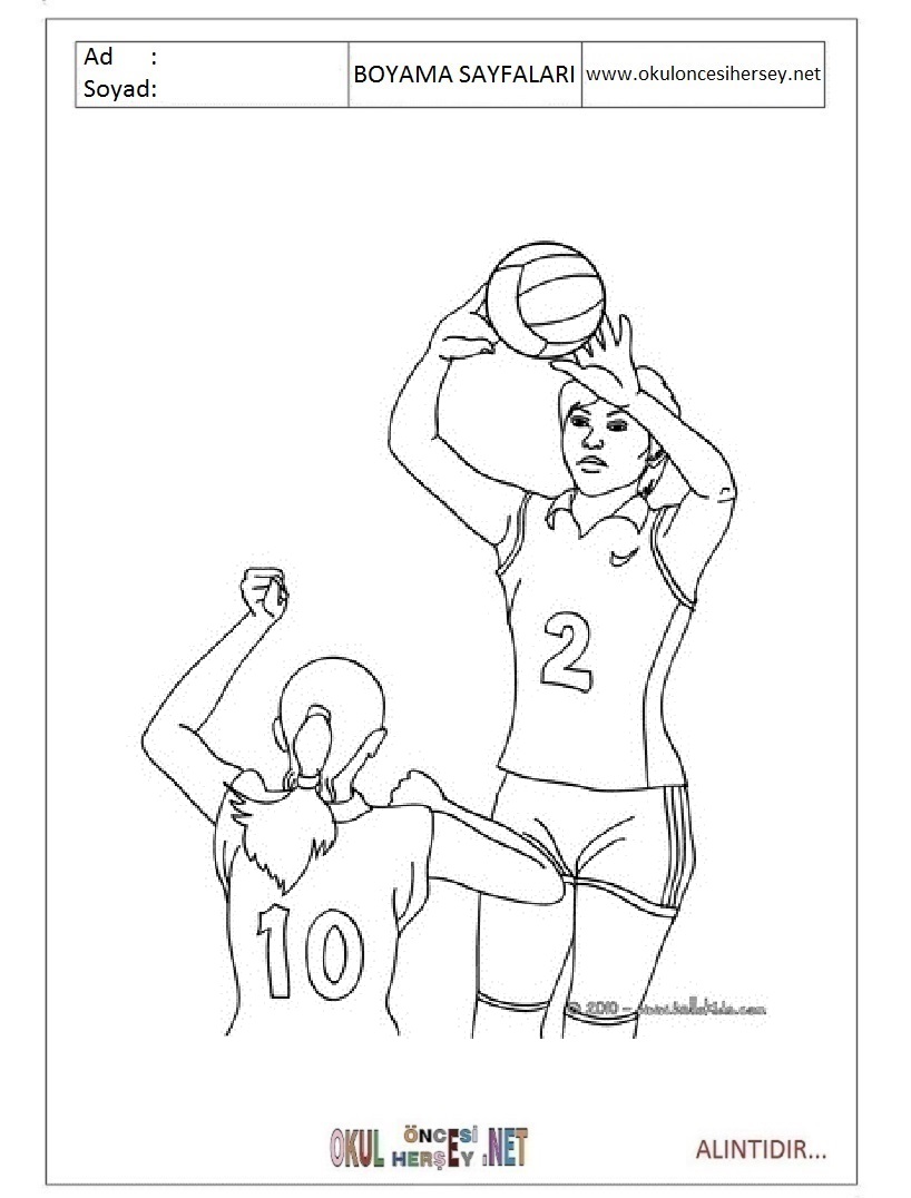 Çocuklar İçin Voleybol Boyama Sayfaları 