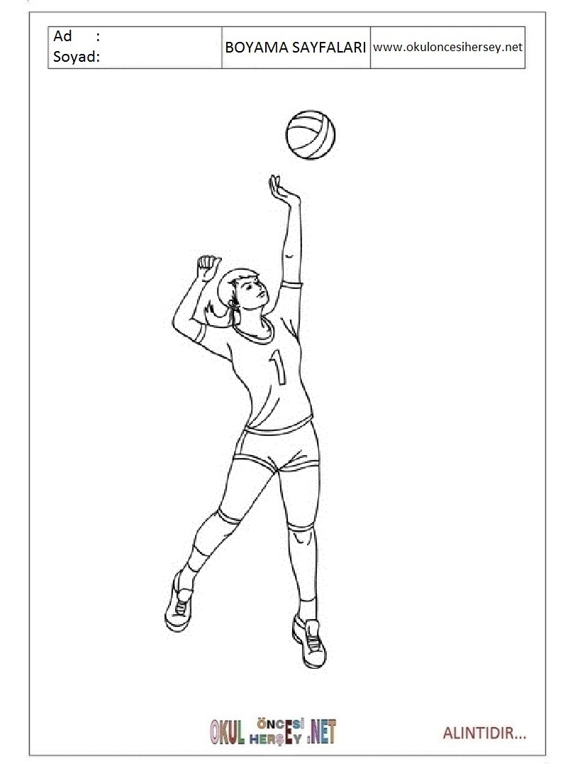 Çocuklar İçin Voleybol Boyama Sayfaları 