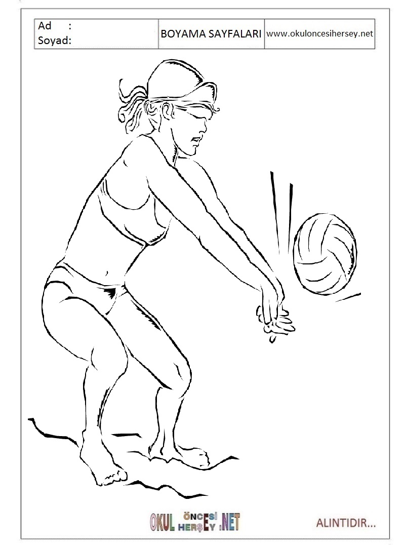 Çocuklar İçin Voleybol Boyama Sayfaları 