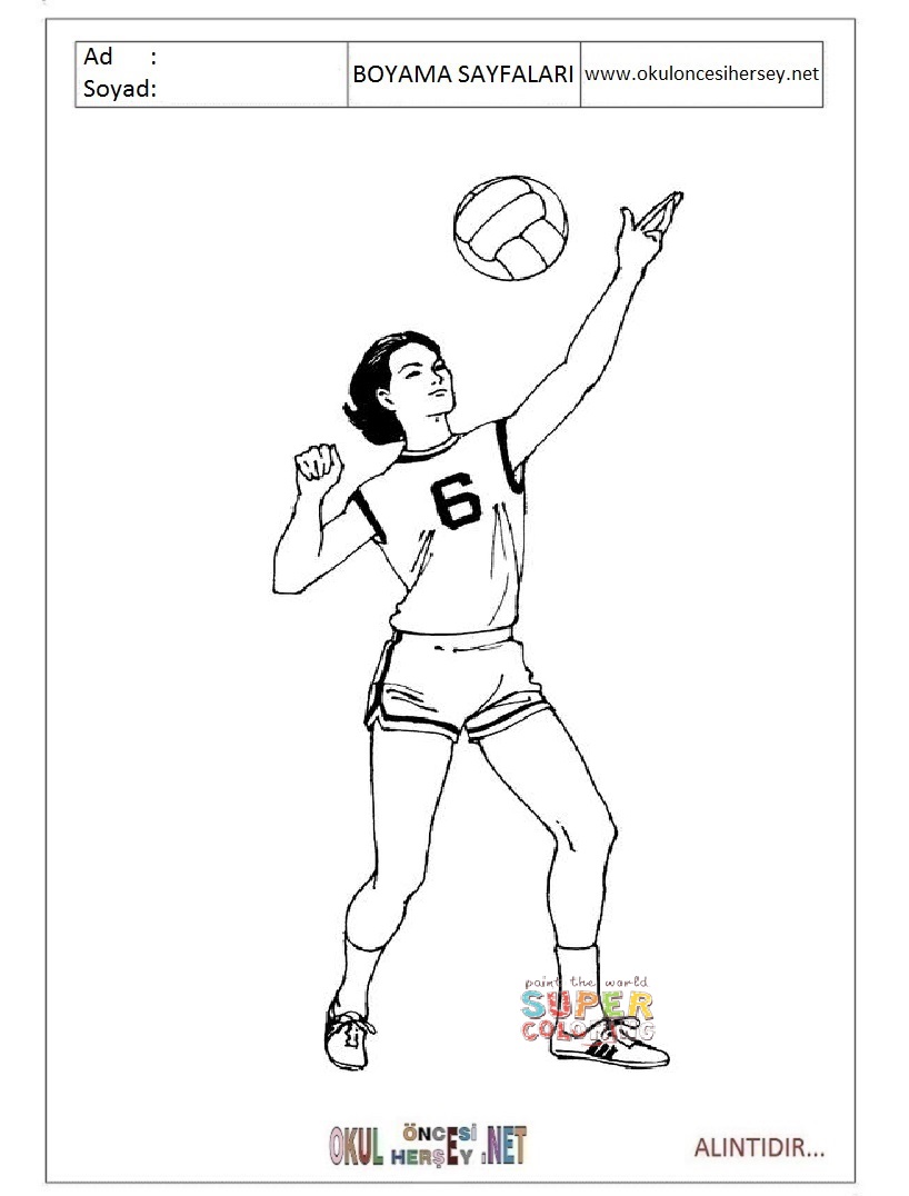 Çocuklar İçin Voleybol Boyama Sayfaları 