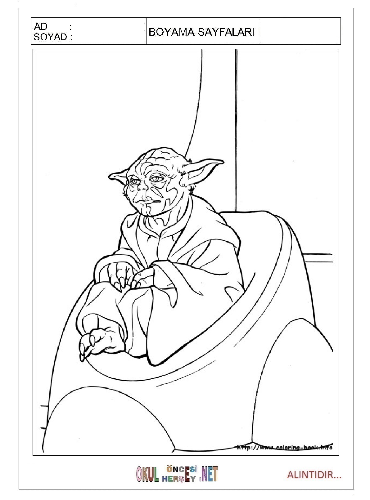 Çocuklar İçin star wars Boyama Sayfaları 