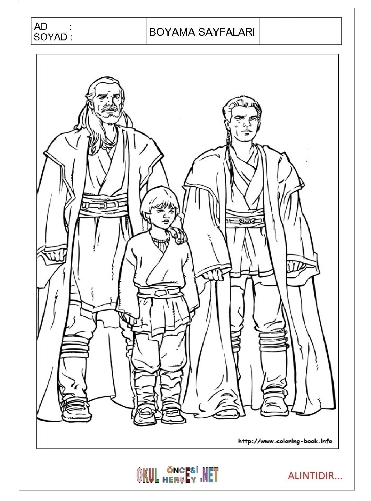 Çocuklar İçin star wars Boyama Sayfaları 