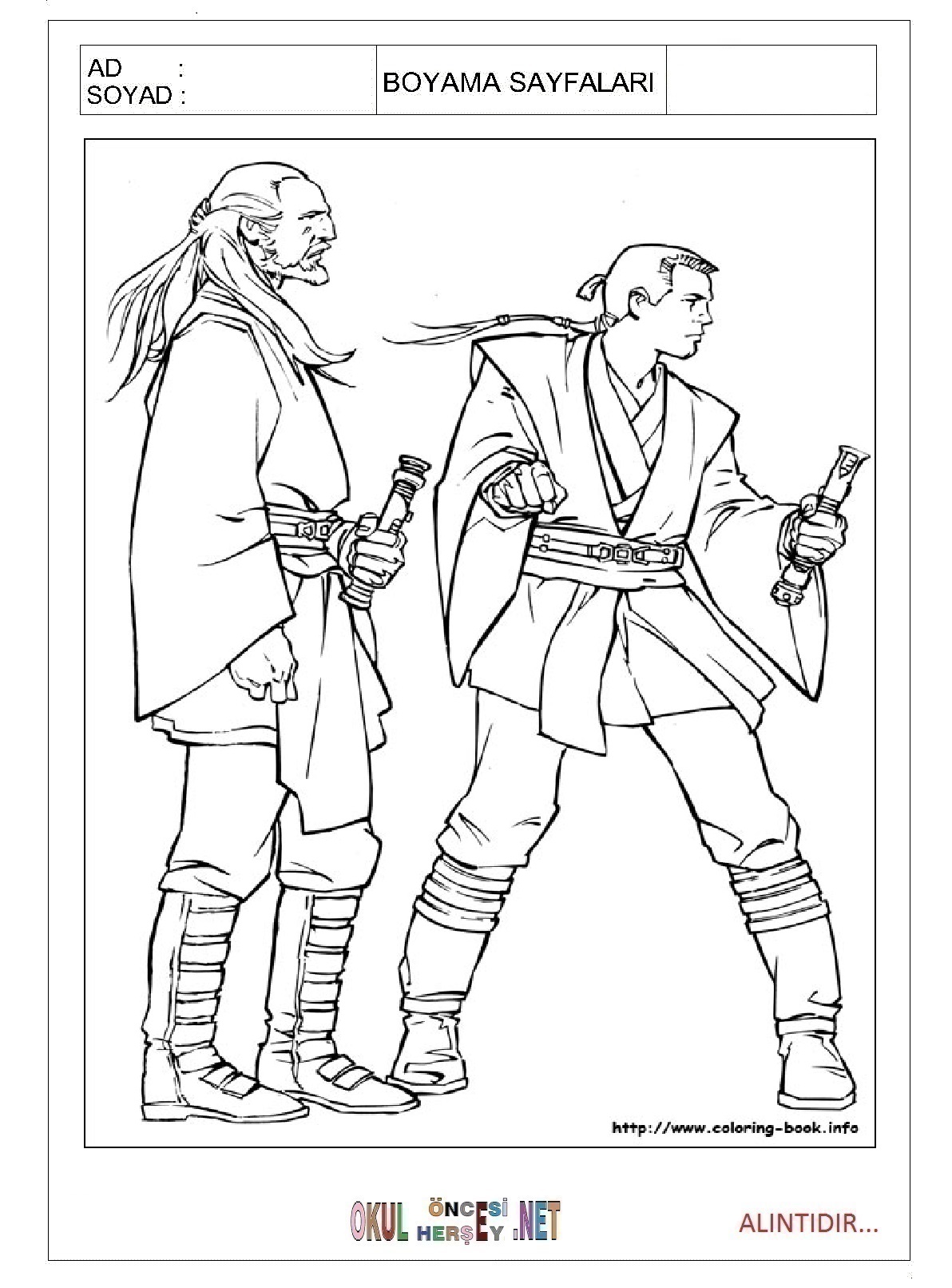 Çocuklar İçin star wars Boyama Sayfaları 