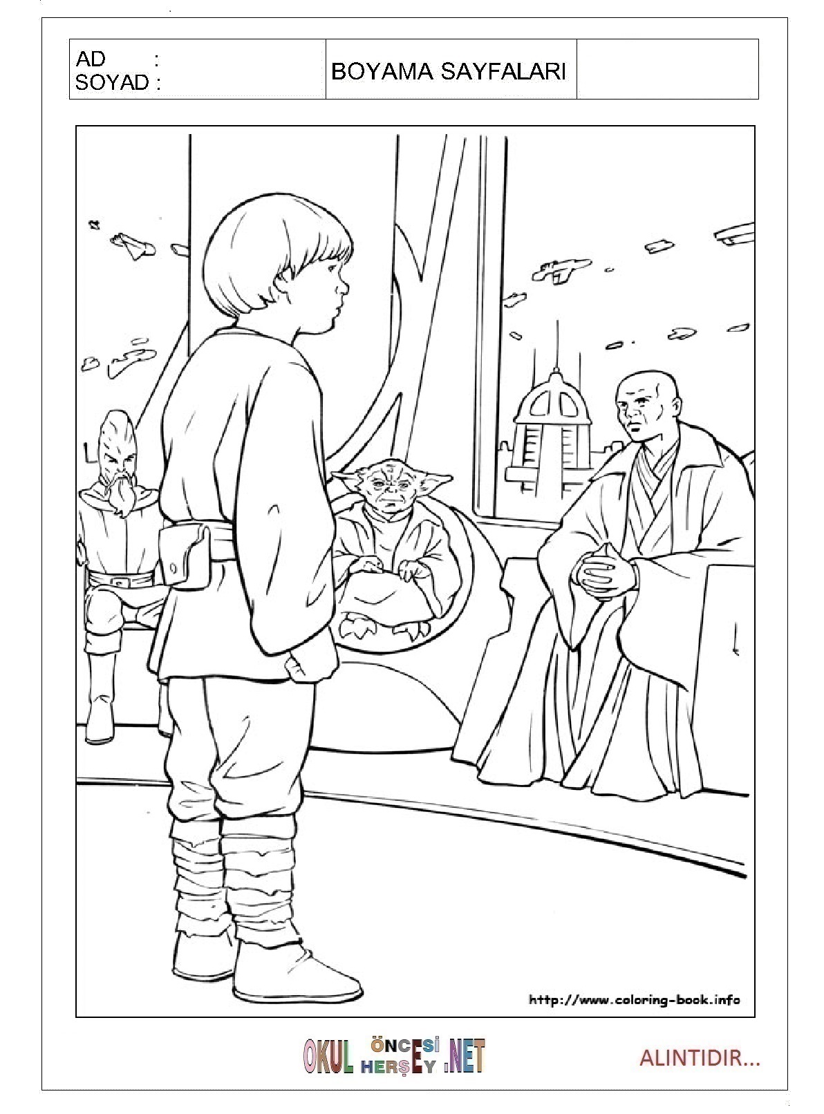Çocuklar İçin star wars Boyama Sayfaları 