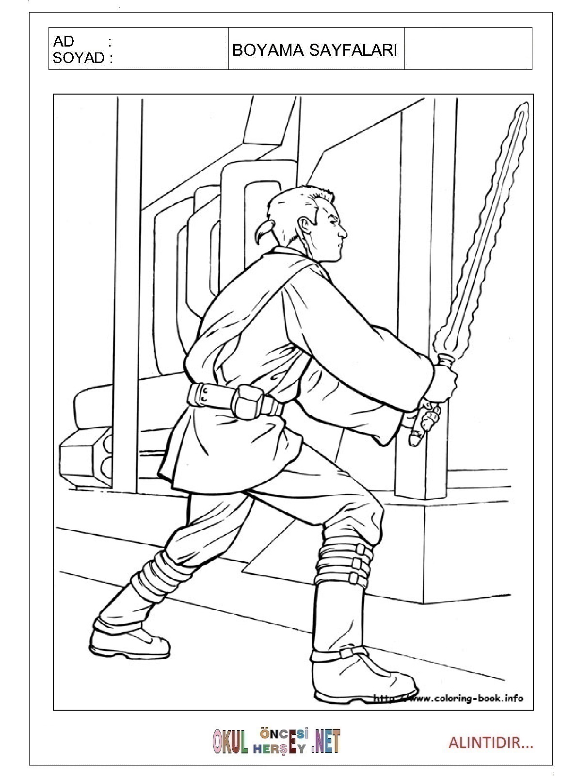 Çocuklar İçin star wars Boyama Sayfaları 