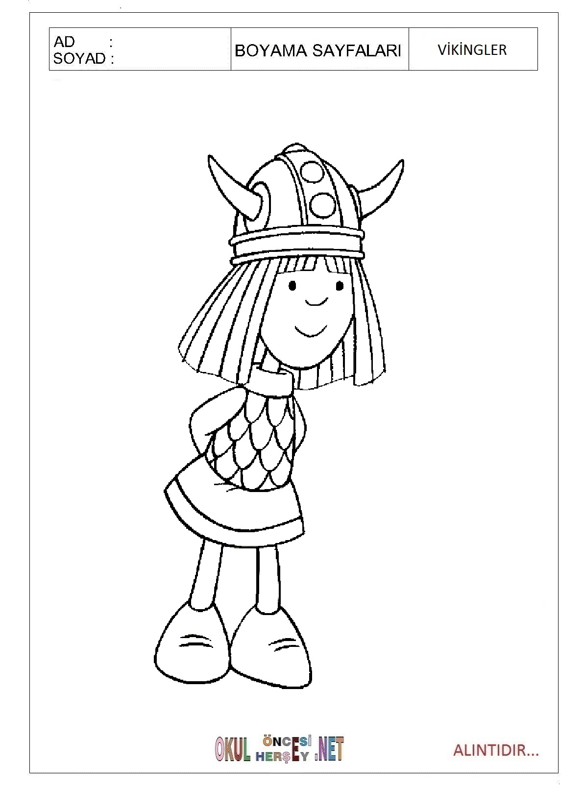 Çocuklar İçin Vikingler Boyama Sayfaları 