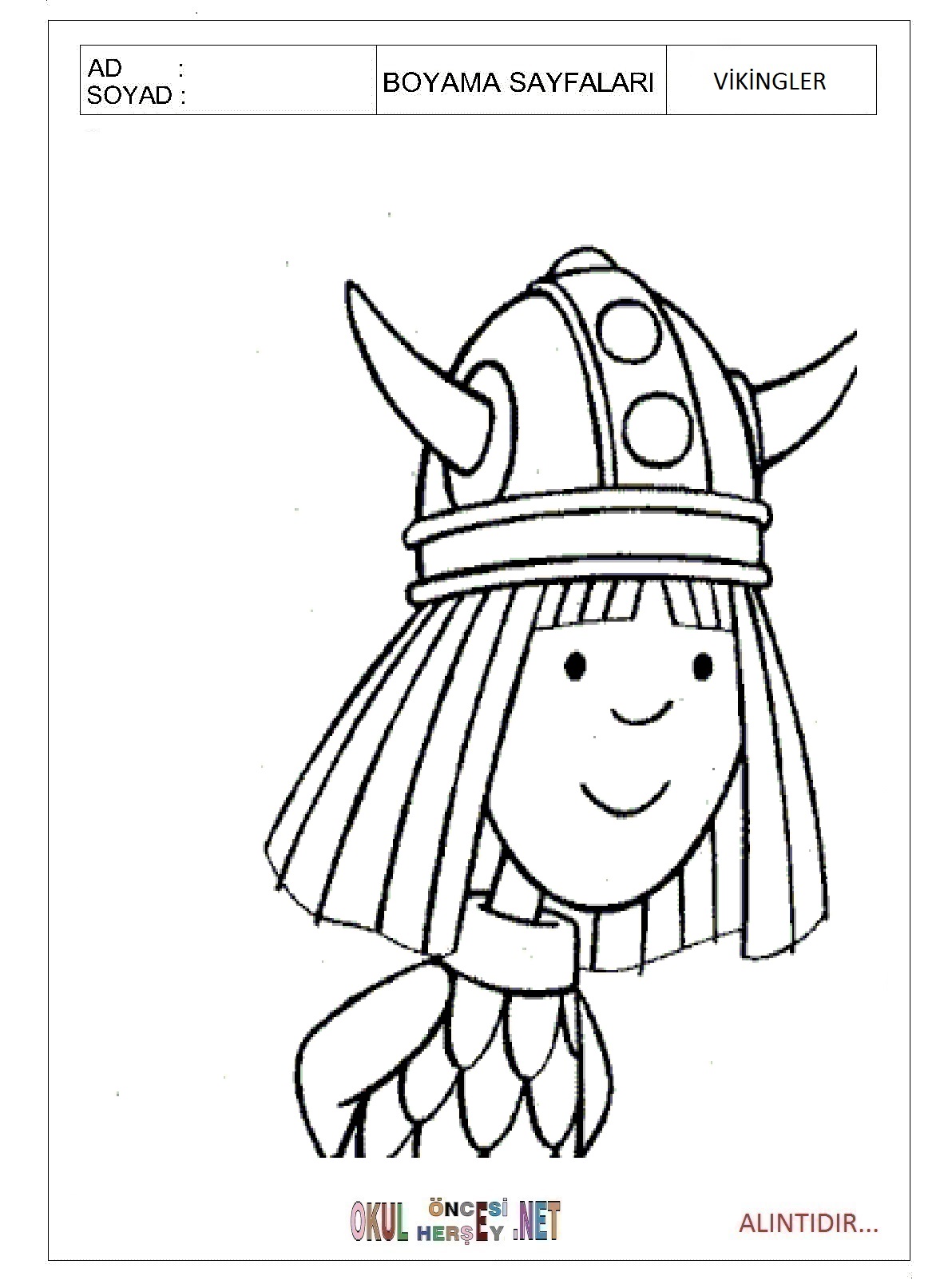 Çocuklar İçin Vikingler Boyama Sayfaları 