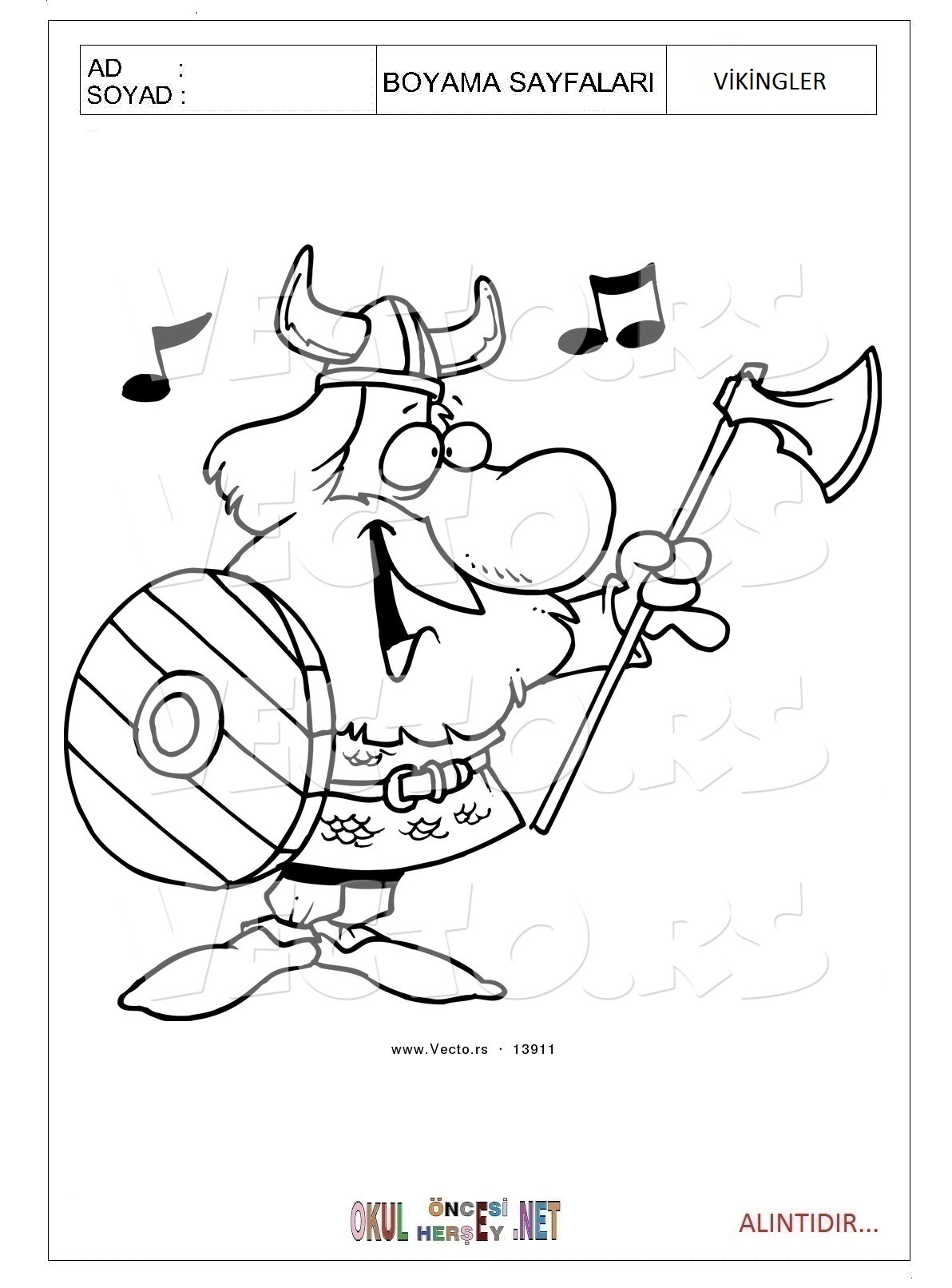 Çocuklar İçin Vikingler Boyama Sayfaları 