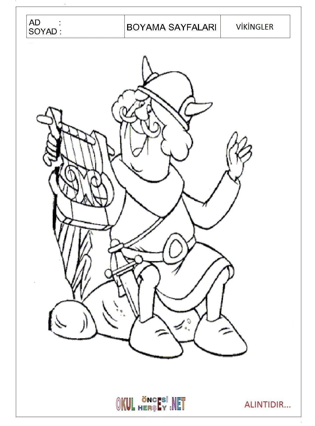 Çocuklar İçin Vikingler Boyama Sayfaları 