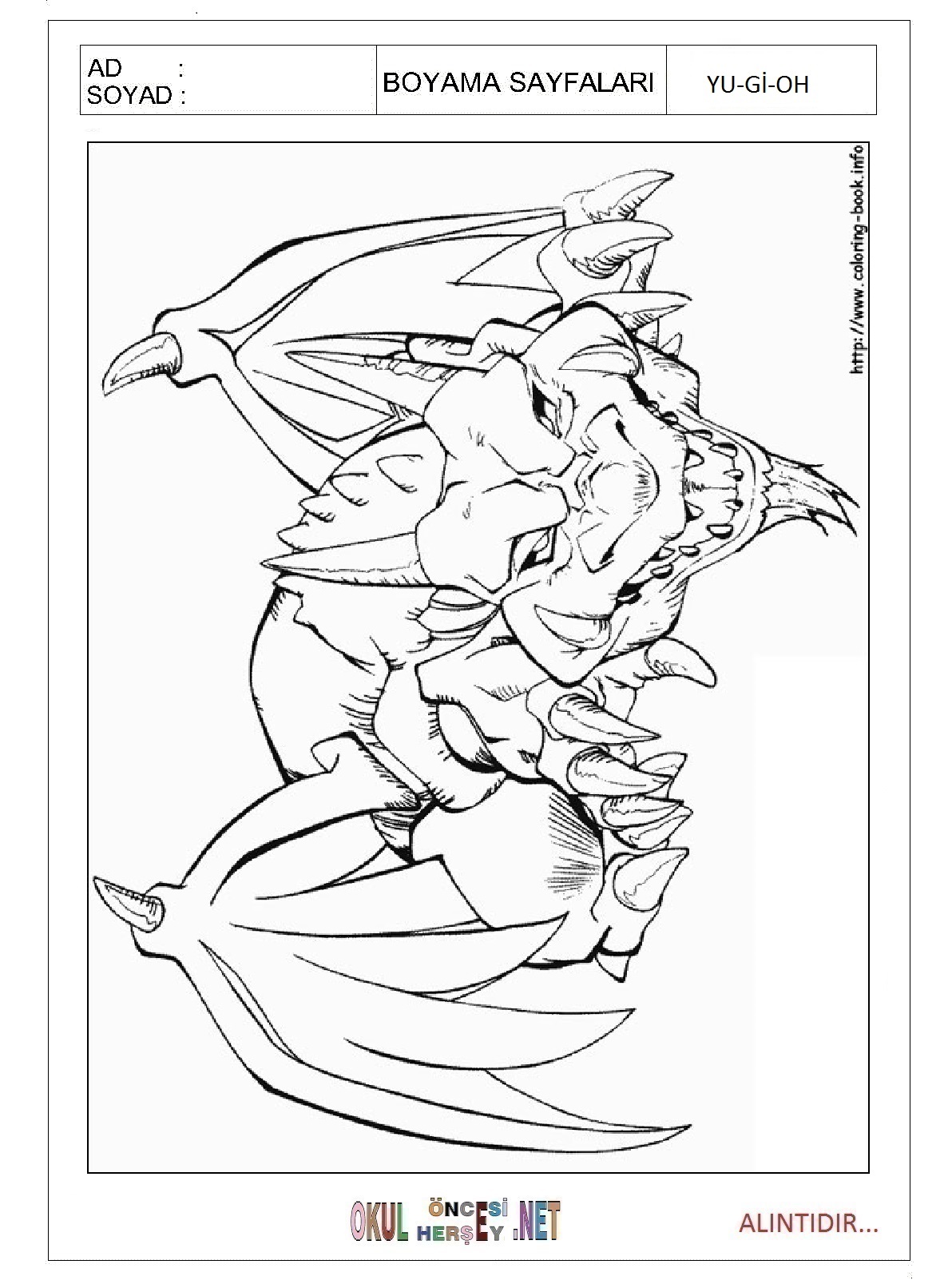 Çocuklar İçin Yu-Gi-Oh Boyama Sayfaları 