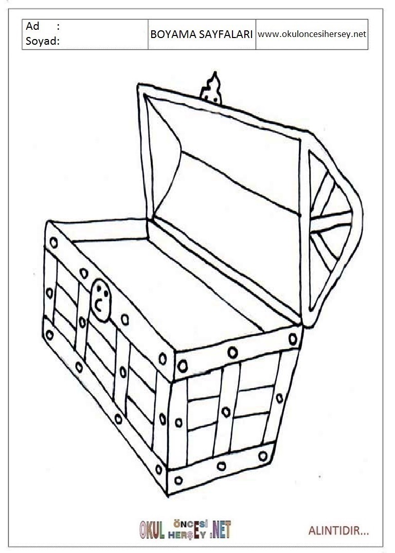 Сундук картинка для детей раскраска