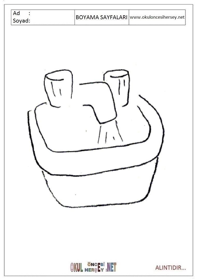 Çocuklar İçin Lavabo Boyama Sayfaları 
