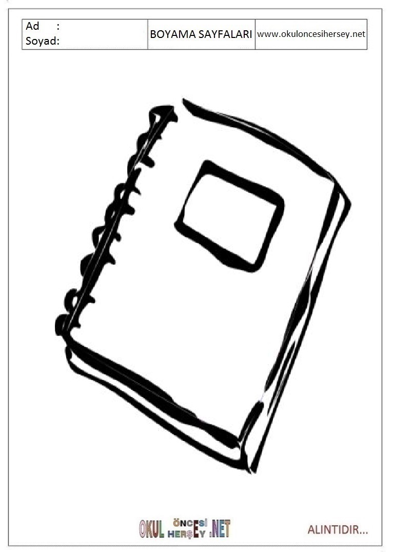 Çocuklar İçin Defter Boyama Sayfaları 