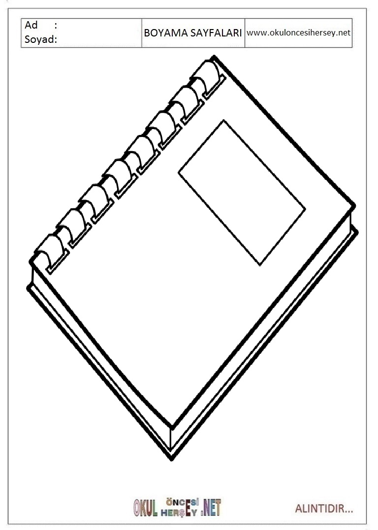 Çocuklar İçin Defter Boyama Sayfaları 