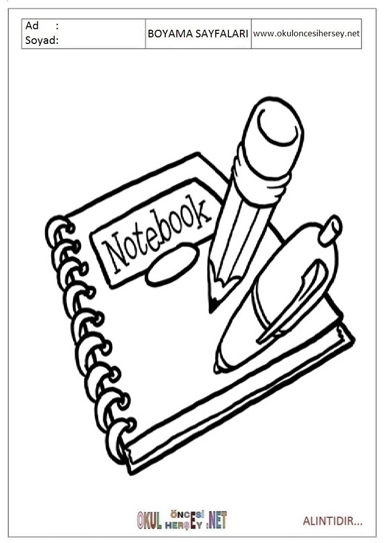 Çocuklar İçin Defter Boyama Sayfaları 