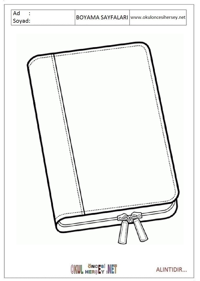 Çocuklar İçin Defter Boyama Sayfaları 
