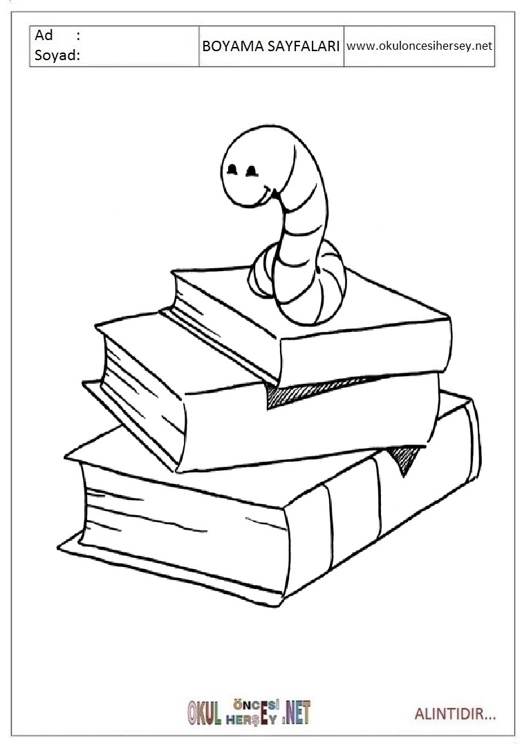 Çocuklar İçin Kitap Boyama Sayfaları 