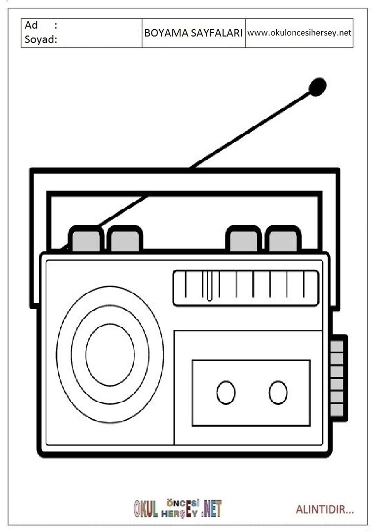 Çocuklar İçin Radio Boyama Sayfaları 