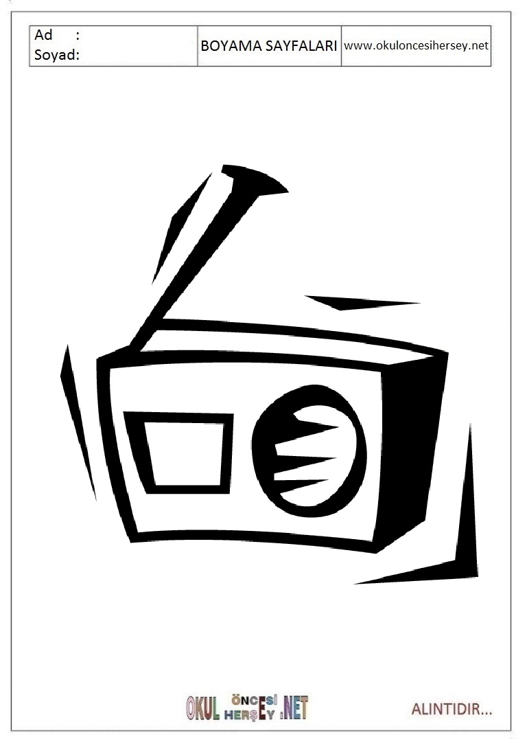 Çocuklar İçin Radio Boyama Sayfaları 