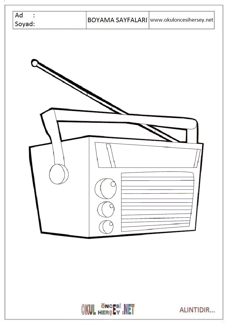 Çocuklar İçin Radio Boyama Sayfaları 