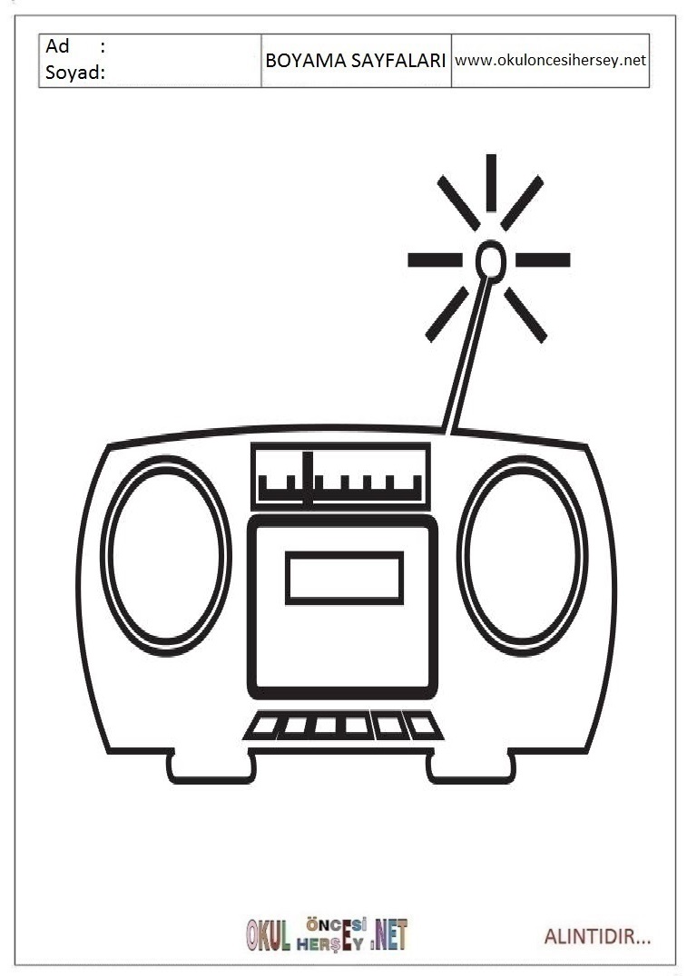 Çocuklar İçin Radio Boyama Sayfaları 