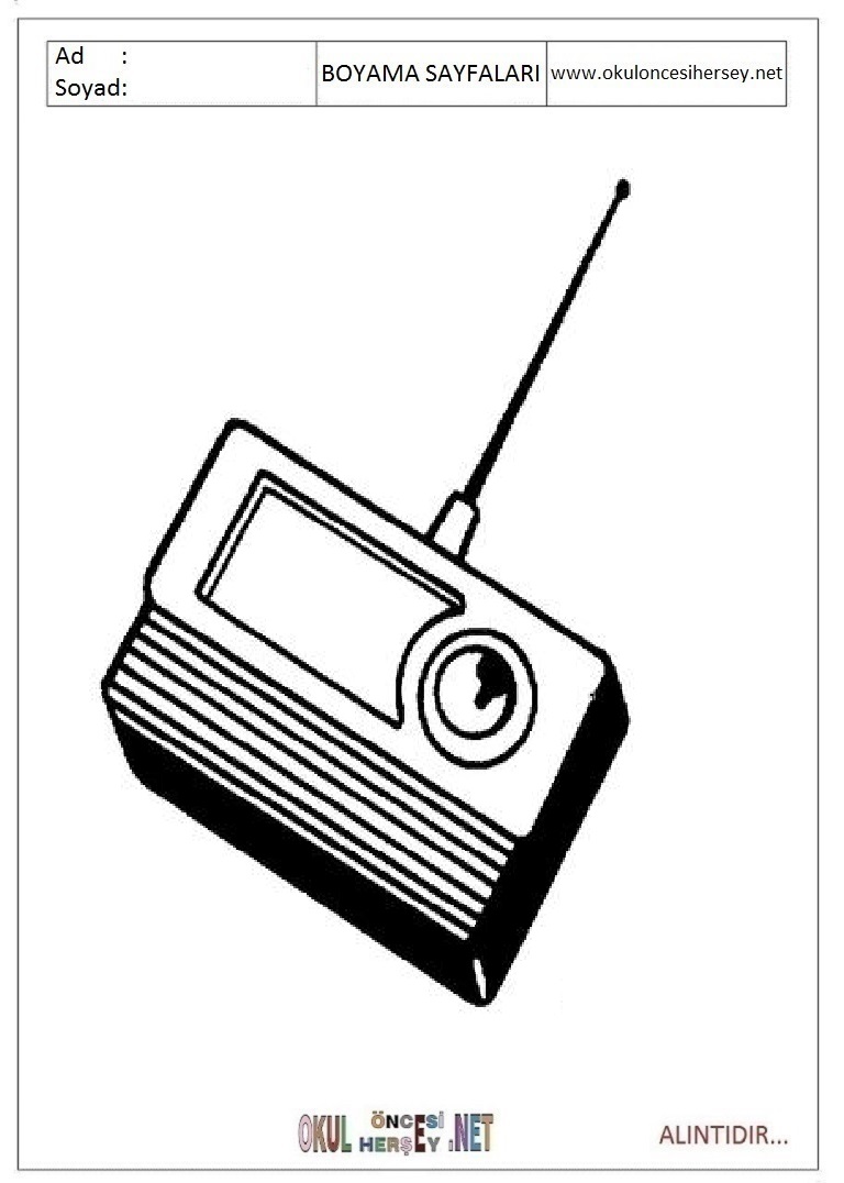 Çocuklar İçin Radio Boyama Sayfaları 
