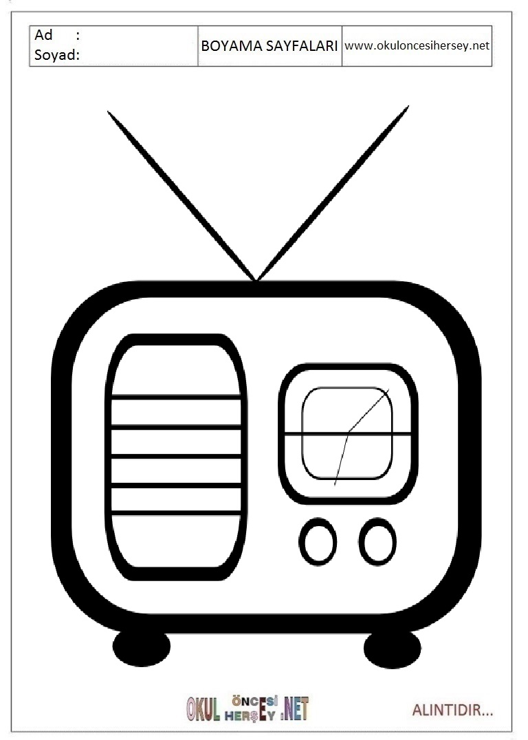 Çocuklar İçin Radio Boyama Sayfaları 