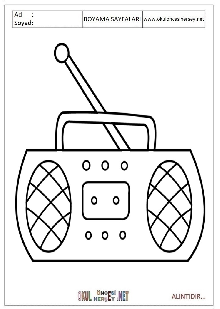 Çocuklar İçin Radio Boyama Sayfaları 